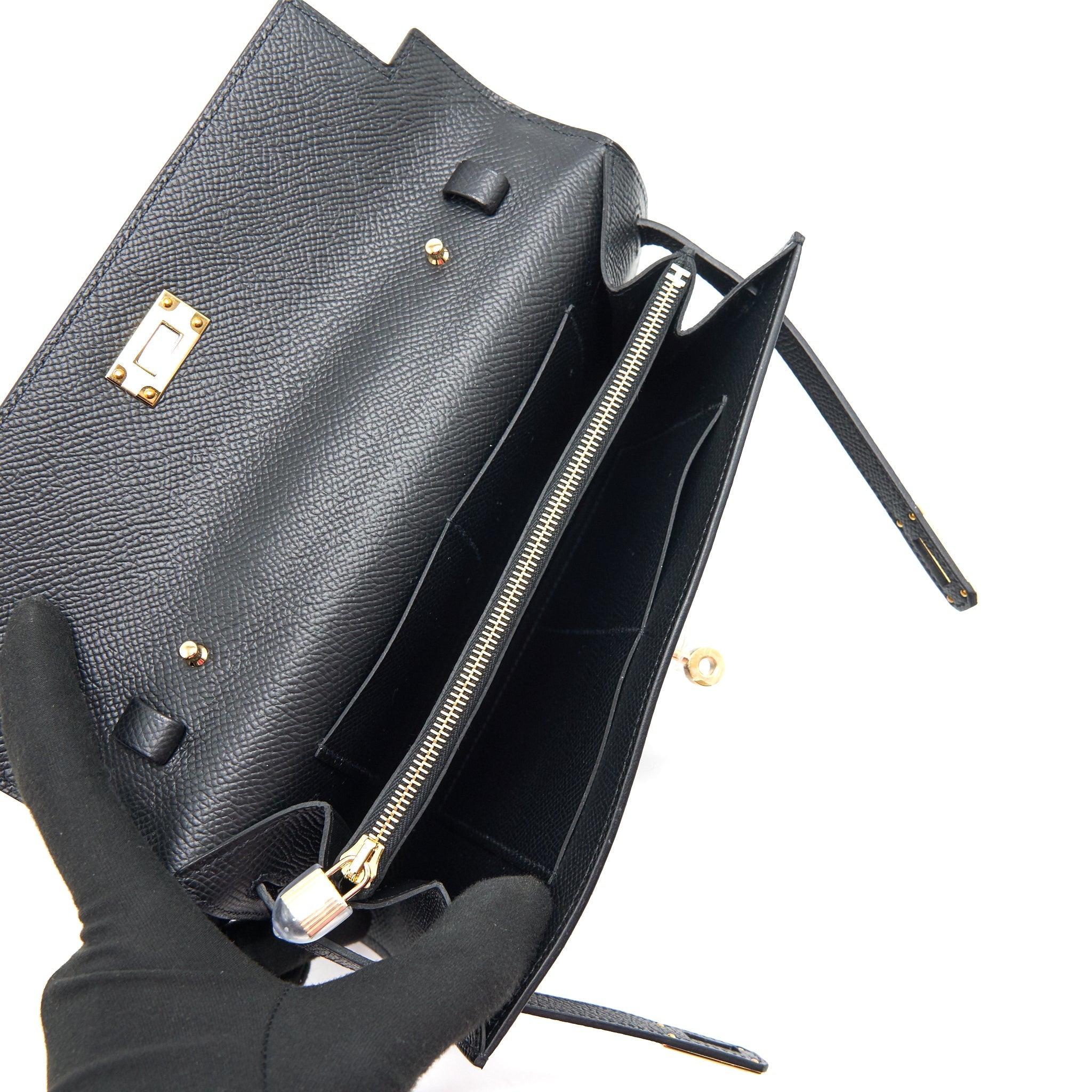 HERMES KELLY TO GO BLACK GHW