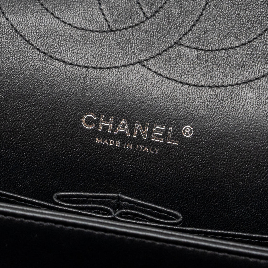 CHANEL JUMBO CLASSIC DOUBLE FLAP BAG PATENT BLACK SHW