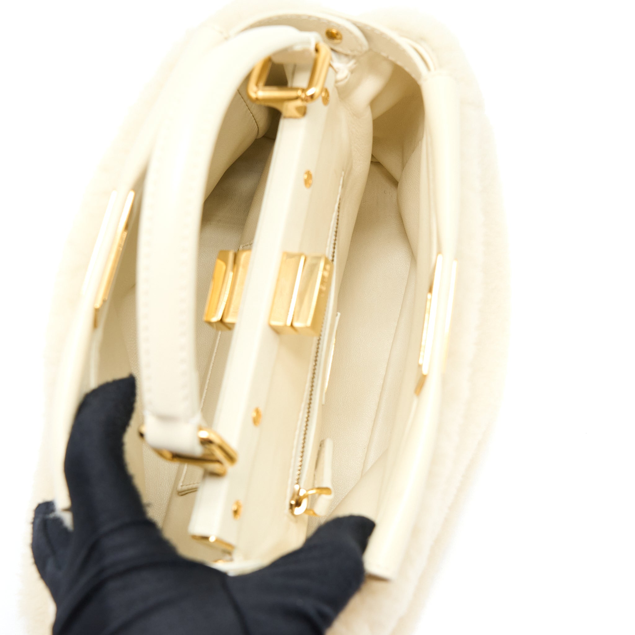 FENDI MINI PEEKABOO BAG MONTONE LISCIO LAMBSKIN WHITE GHW
