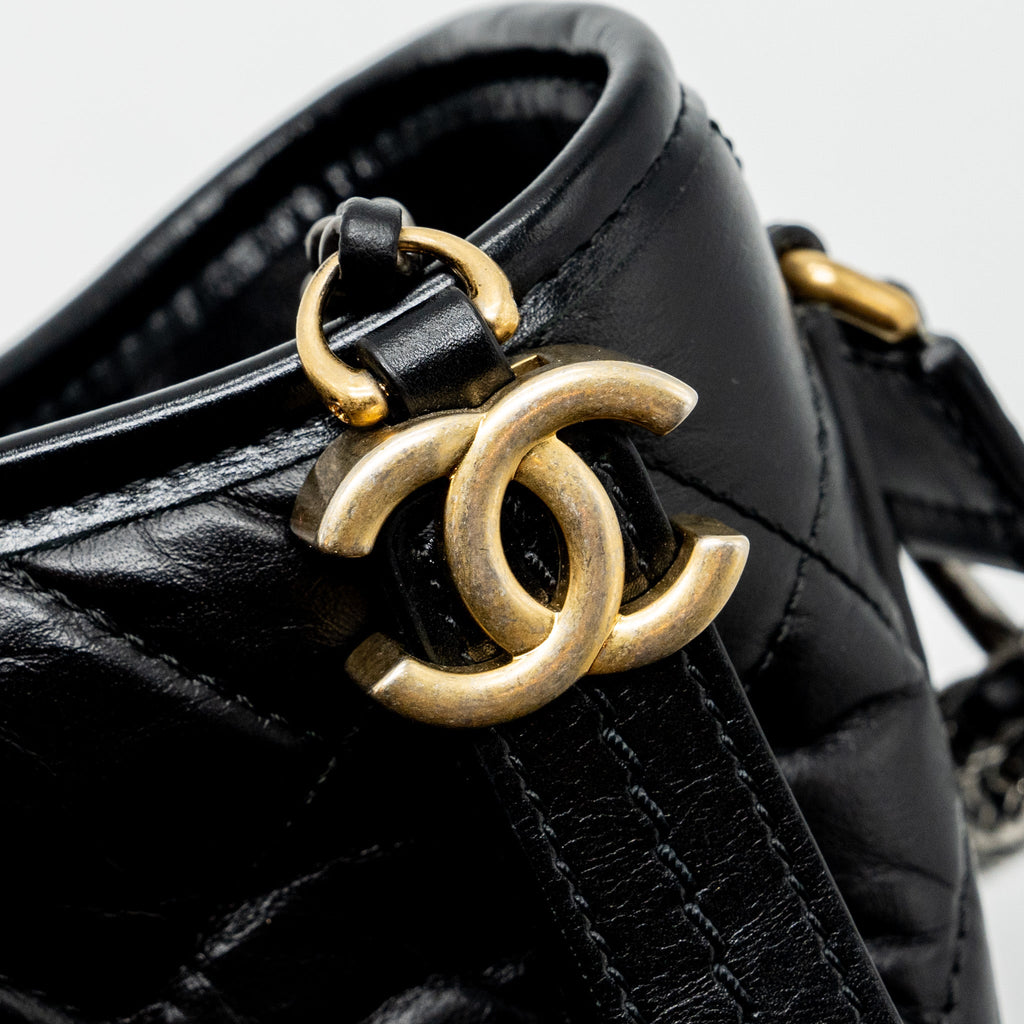 CHANEL MEDIUM GABRIELLE HOBO BAG AGED CALFSKIN BLACK MULTICOLOUR HARDWARE