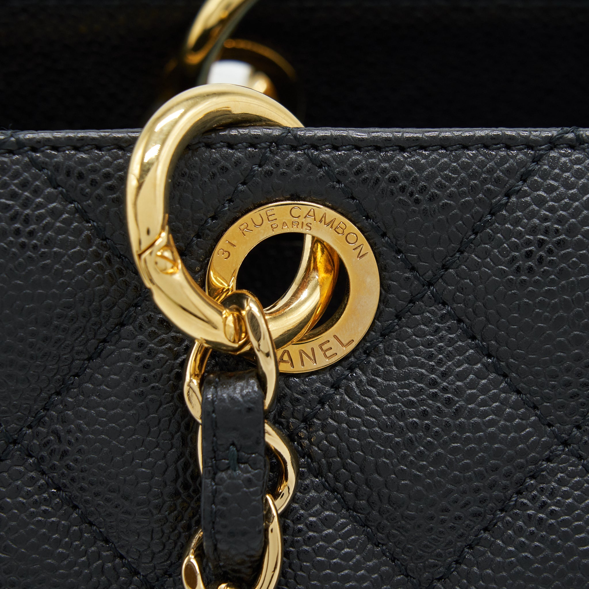 CHANEL GRAND SHOPPING TOTE BAG CAVIAR BLACK GHW