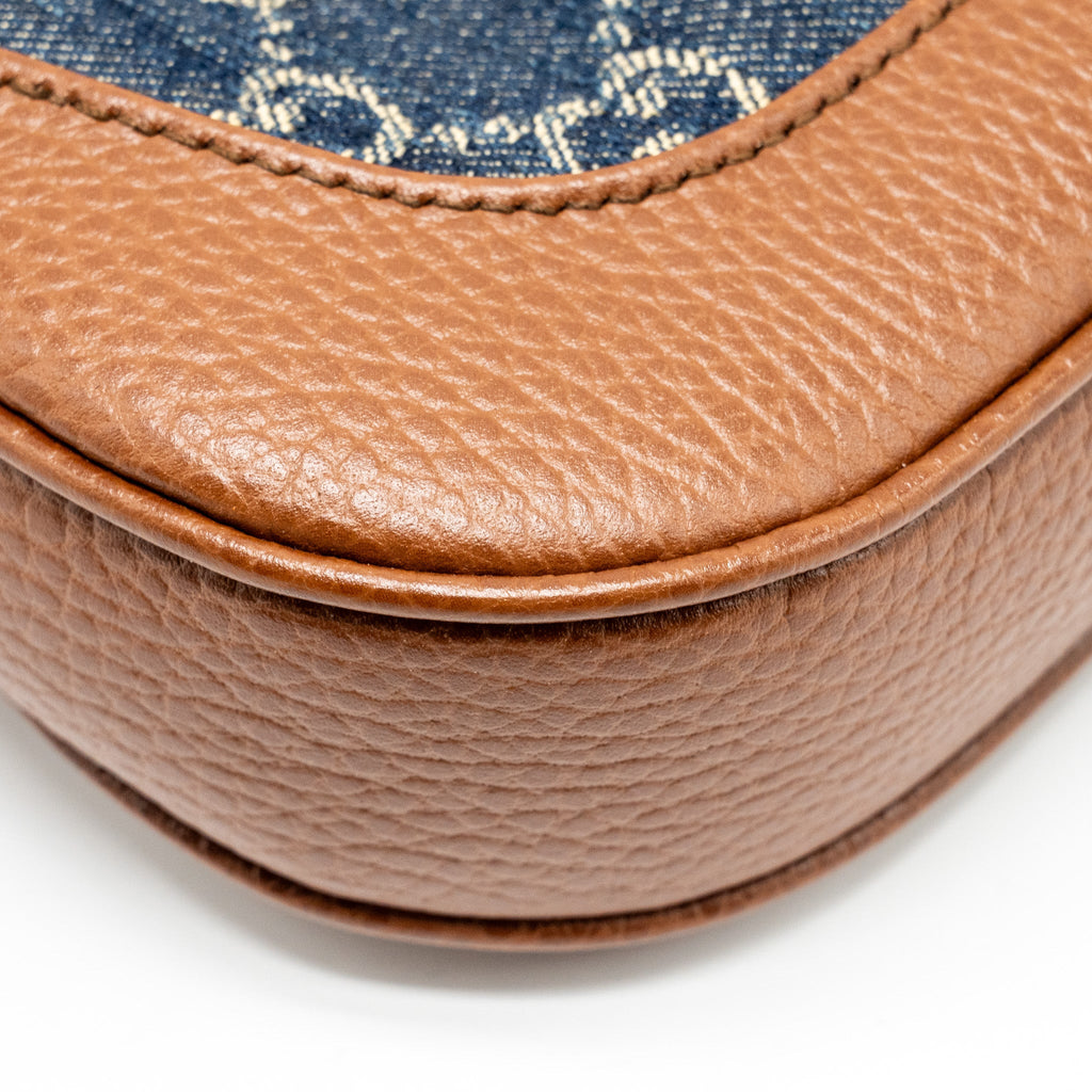 GUCCI JACKIE 1961 SMALL SHOULDER BAG DENIM/LEATHER BLUE/BROWN GHW