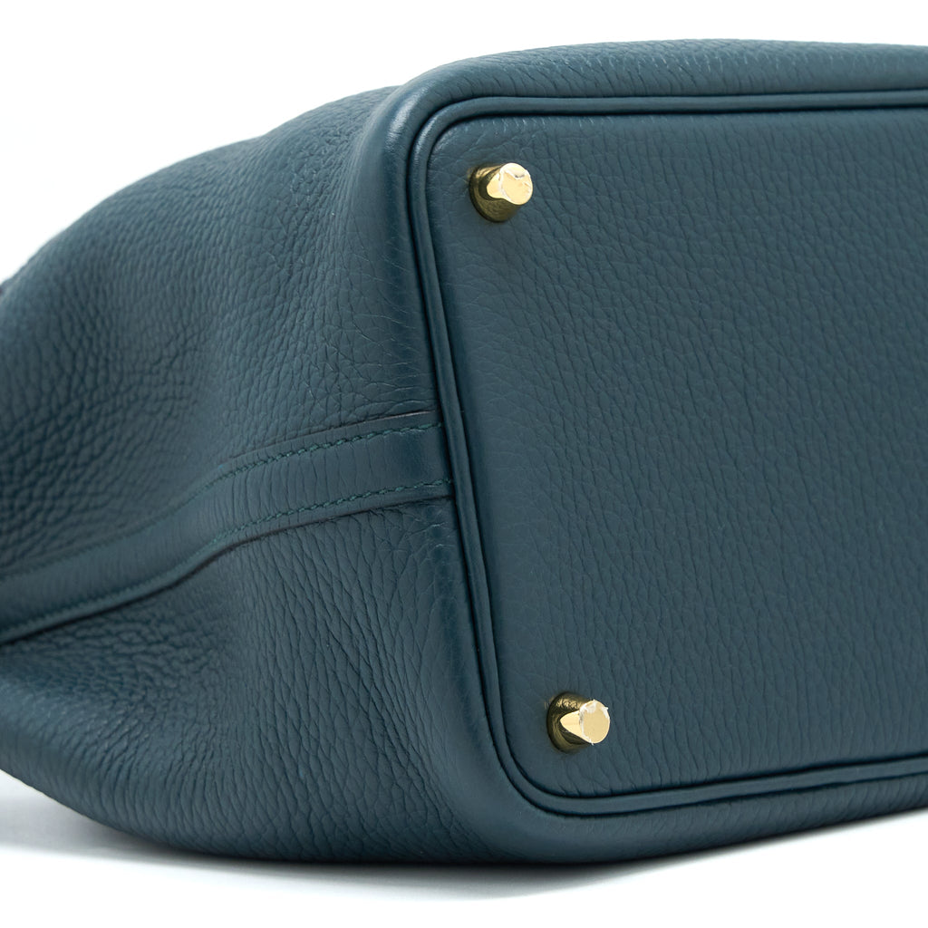 HERMES PICOTIN 18 TOUCH CLEMENCE ALLIGATOR MISSISSIPPIENSIS MAT VERT CYPRES GHW