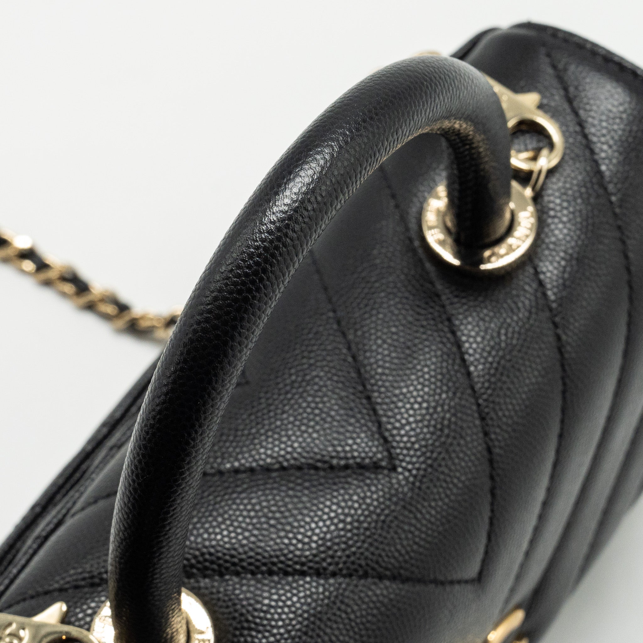CHANEL SMALL COCO HANDLE CHEVRON CAVIAR BLACK LGHW
