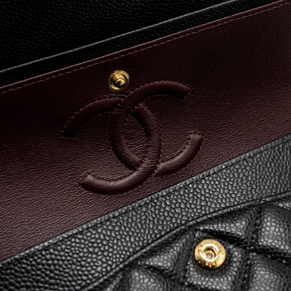CHANEL SMALL CLASSIC DOUBLE FLAP BAG CAVIAR BLACK GHW