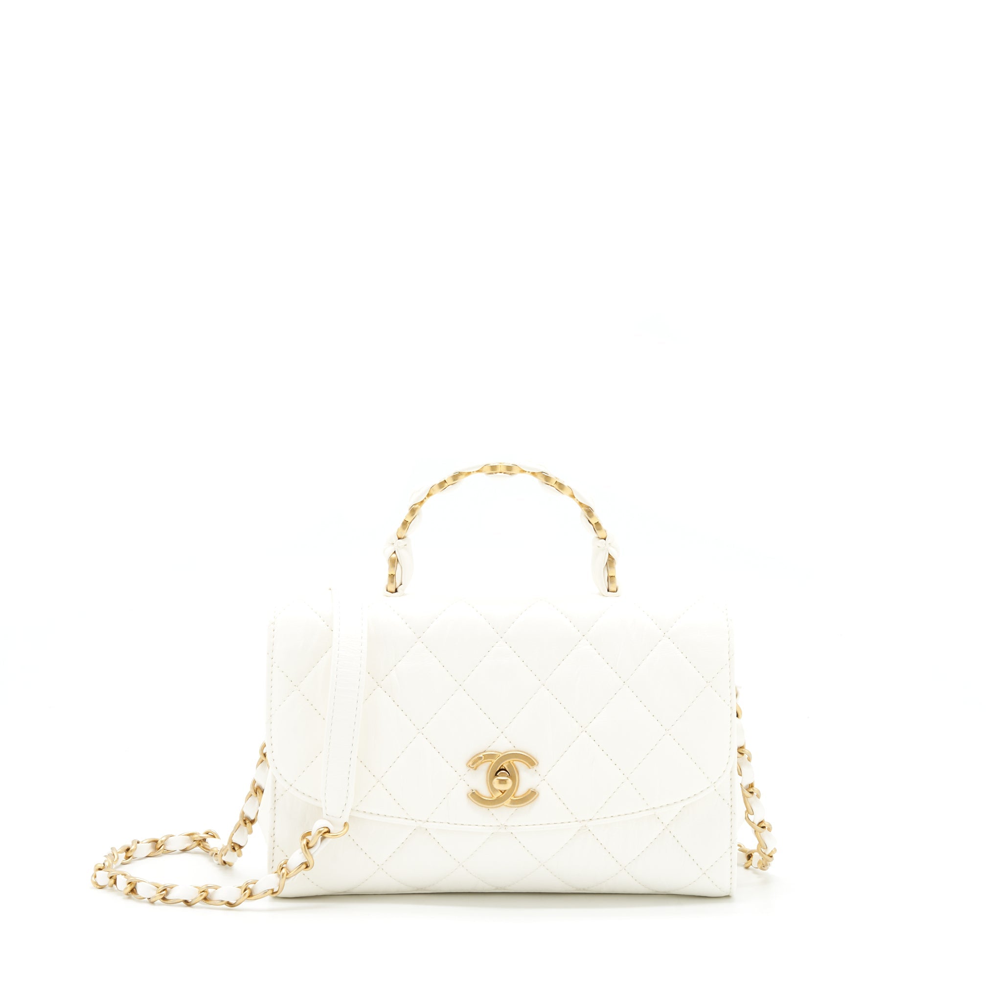 CHANEL SEASONAL FLAP BAG LAMBSKIN WHITE GHW
