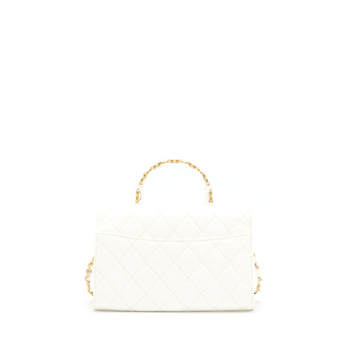 CHANEL SEASONAL FLAP BAG LAMBSKIN WHITE GHW