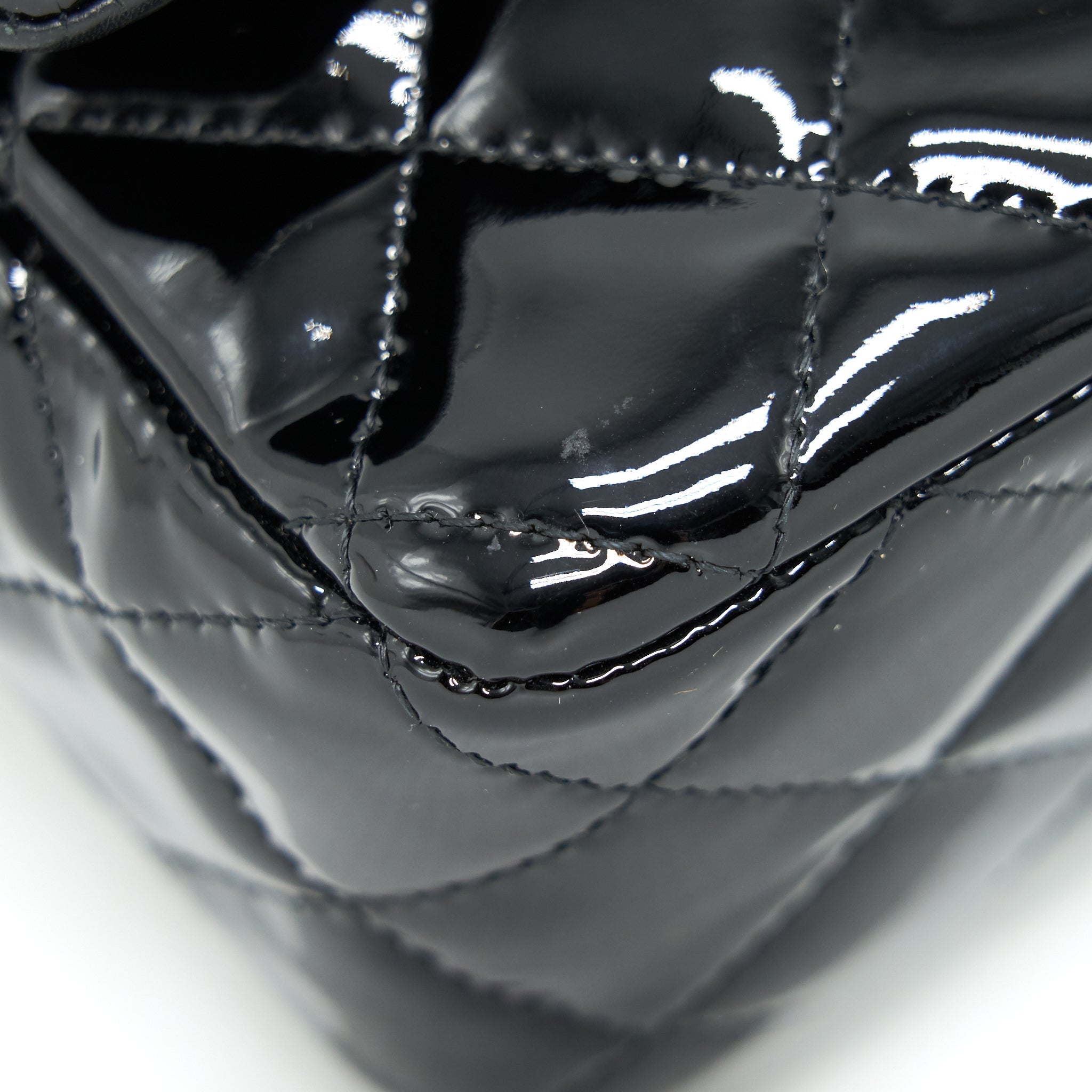 CHANEL MINI RECTANGULAR FLAP BAG PATENT LEATHER BLACK SHW