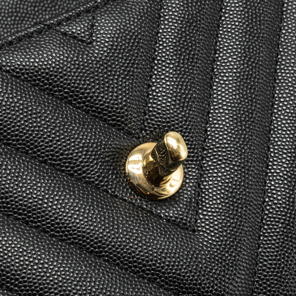 CHANEL SMALL COCO HANDLE CHEVRON CAVIAR BLACK LGHW