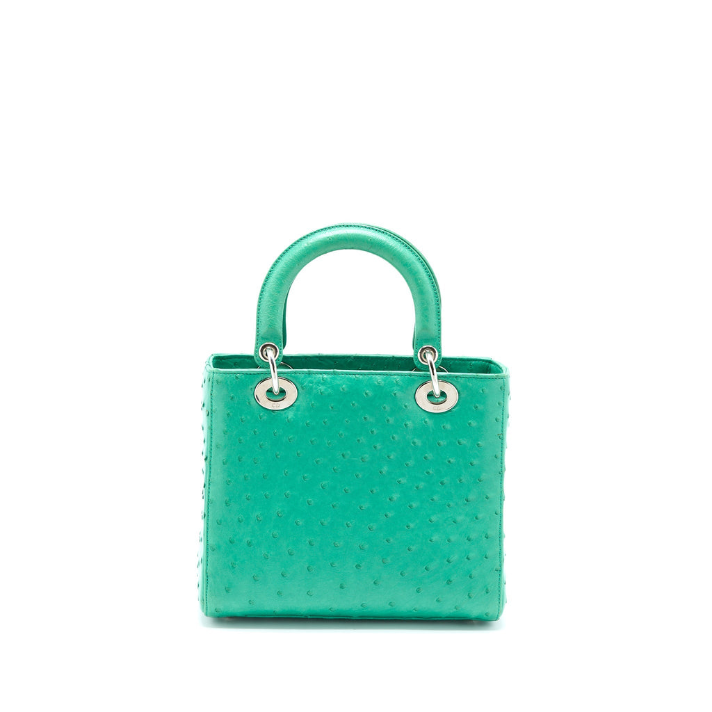 DIOR MEDIUM LADY DIOR OSTRICH GREEN SHW