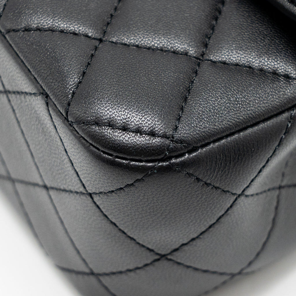 CHANEL PEARL CRUSH MINI RECTANGULAR LAMBSKIN BLACK LGHW (MICROCHIP)