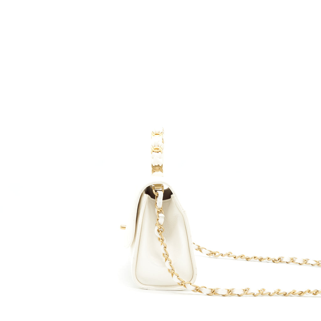 CHANEL SEASONAL FLAP BAG LAMBSKIN WHITE GHW