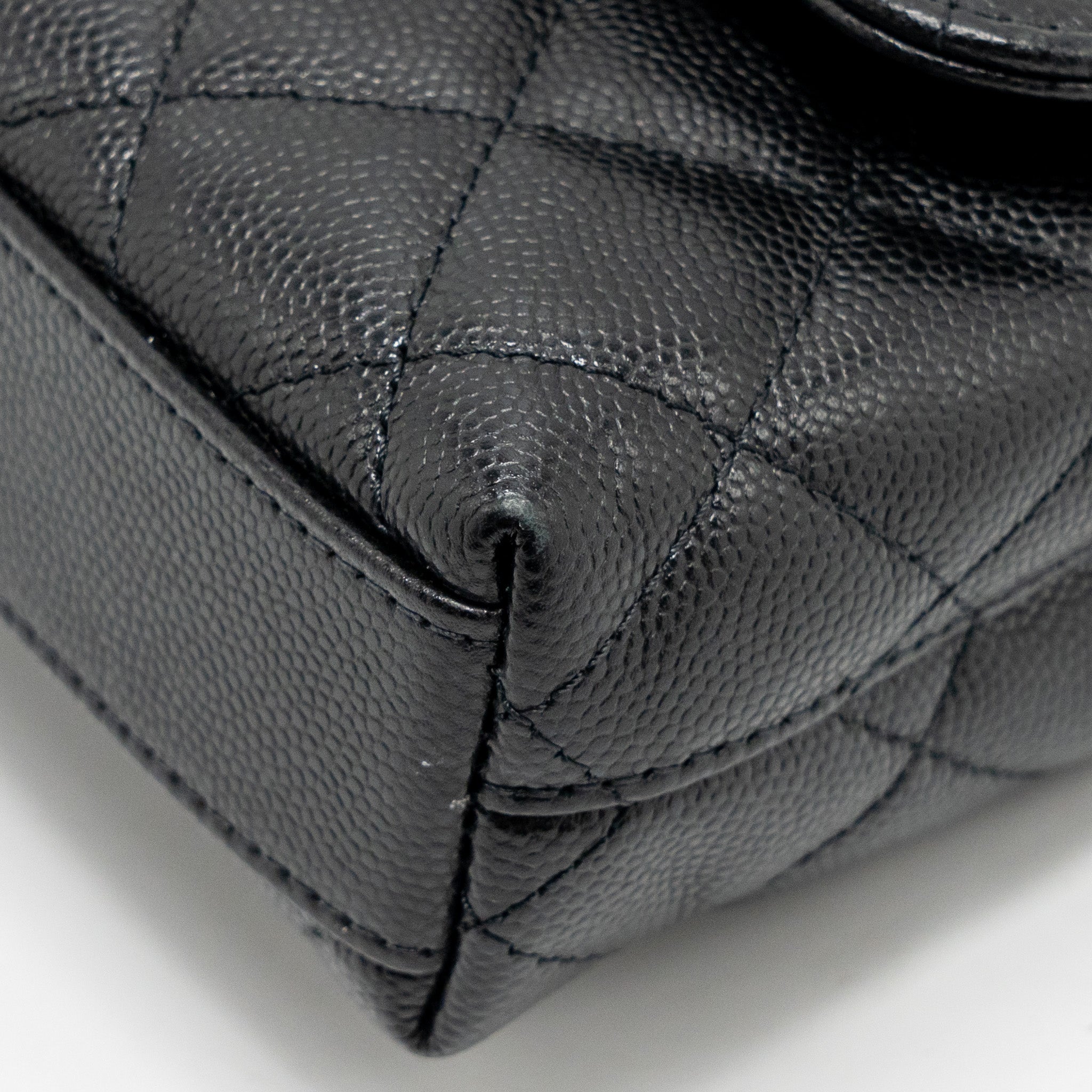 CHANEL COCO HANDLE CLUTCH WITH CHAIN CAVIAR BLACK LGHW (MICROCHIP)