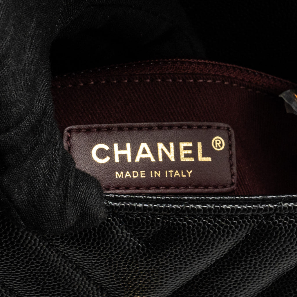 CHANEL SMALL COCO HANDLE CHEVRON CAVIAR BLACK LGHW