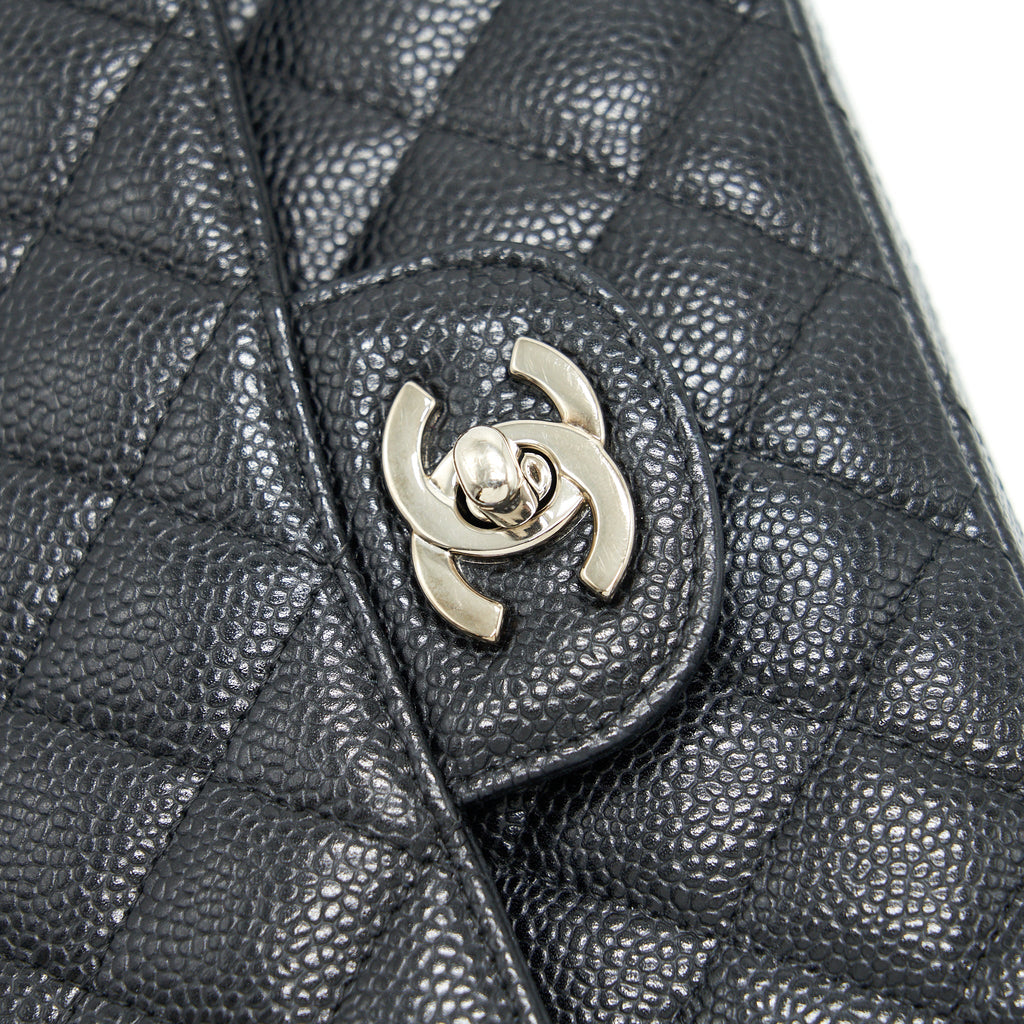 CHANEL MEDIUM CLASSIC DOUBLE FLAP CAVIAR BLACK SHW SERIAL 12