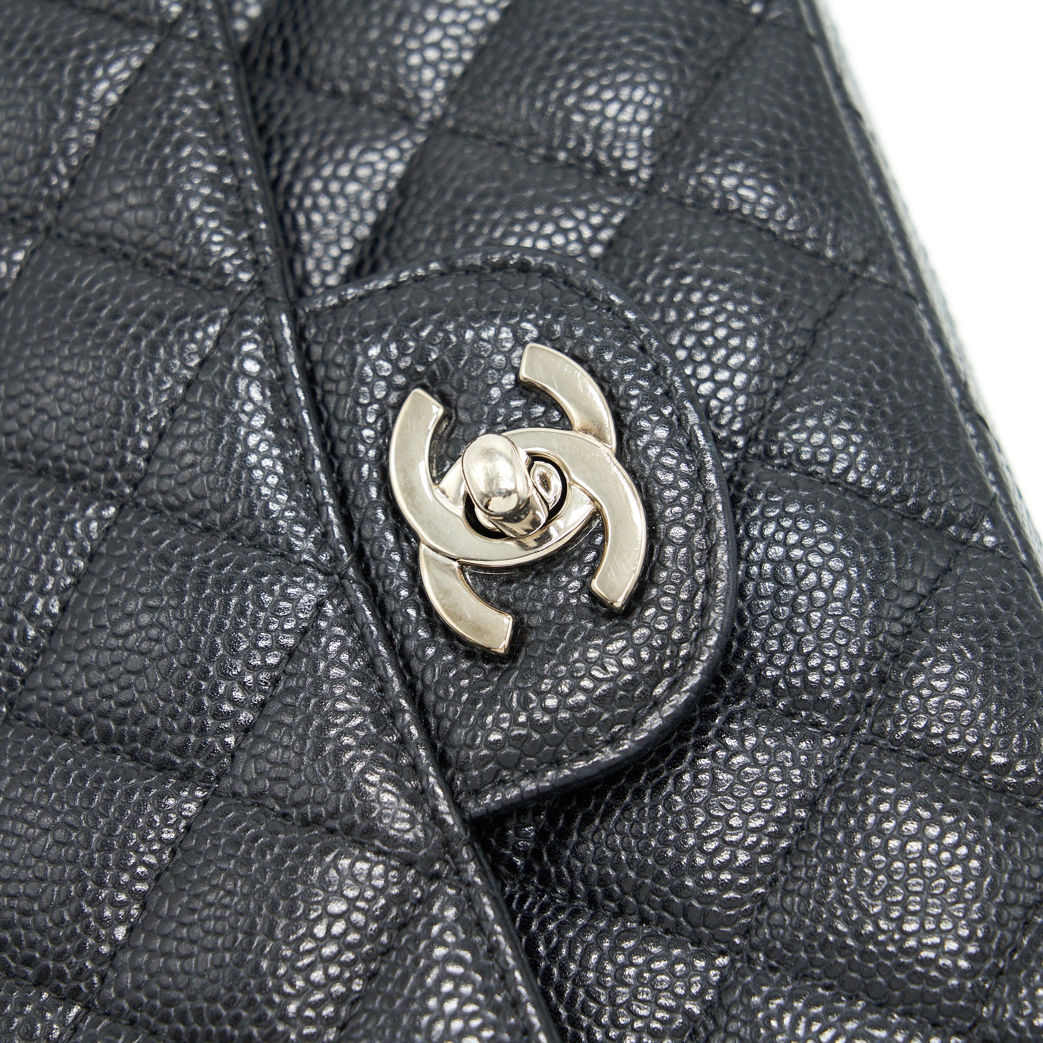 CHANEL MEDIUM CLASSIC DOUBLE FLAP CAVIAR BLACK SHW SERIAL 12