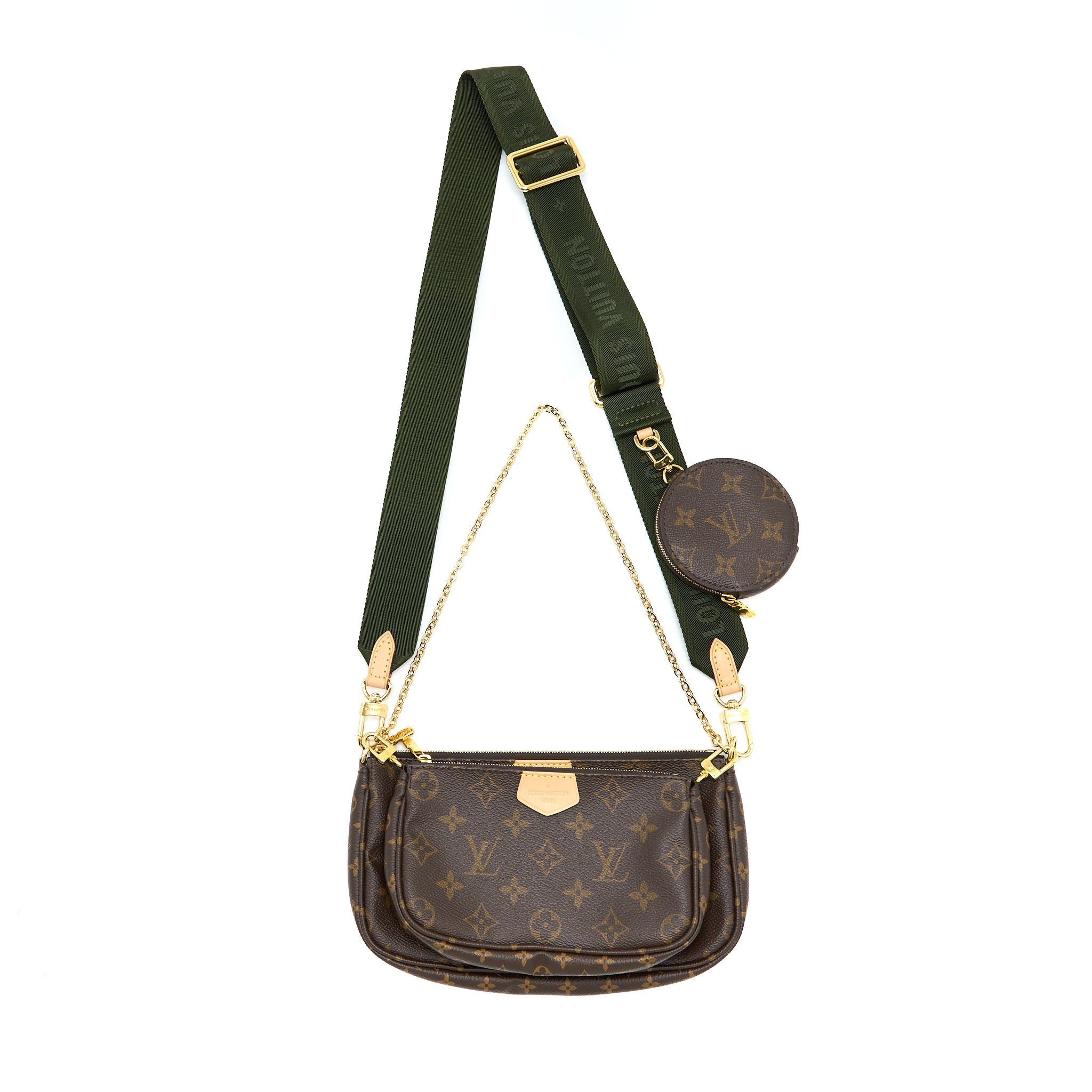 LOUIS VUITTON MULTI POCHETTE KHAKI STRAP MONOGRAM CANVAS GHW