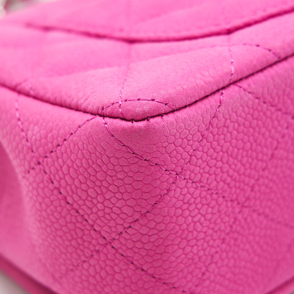CHANEL MINI RECTANGULAR FLAP BAG GRAINED CALFSKIN PINK SHW