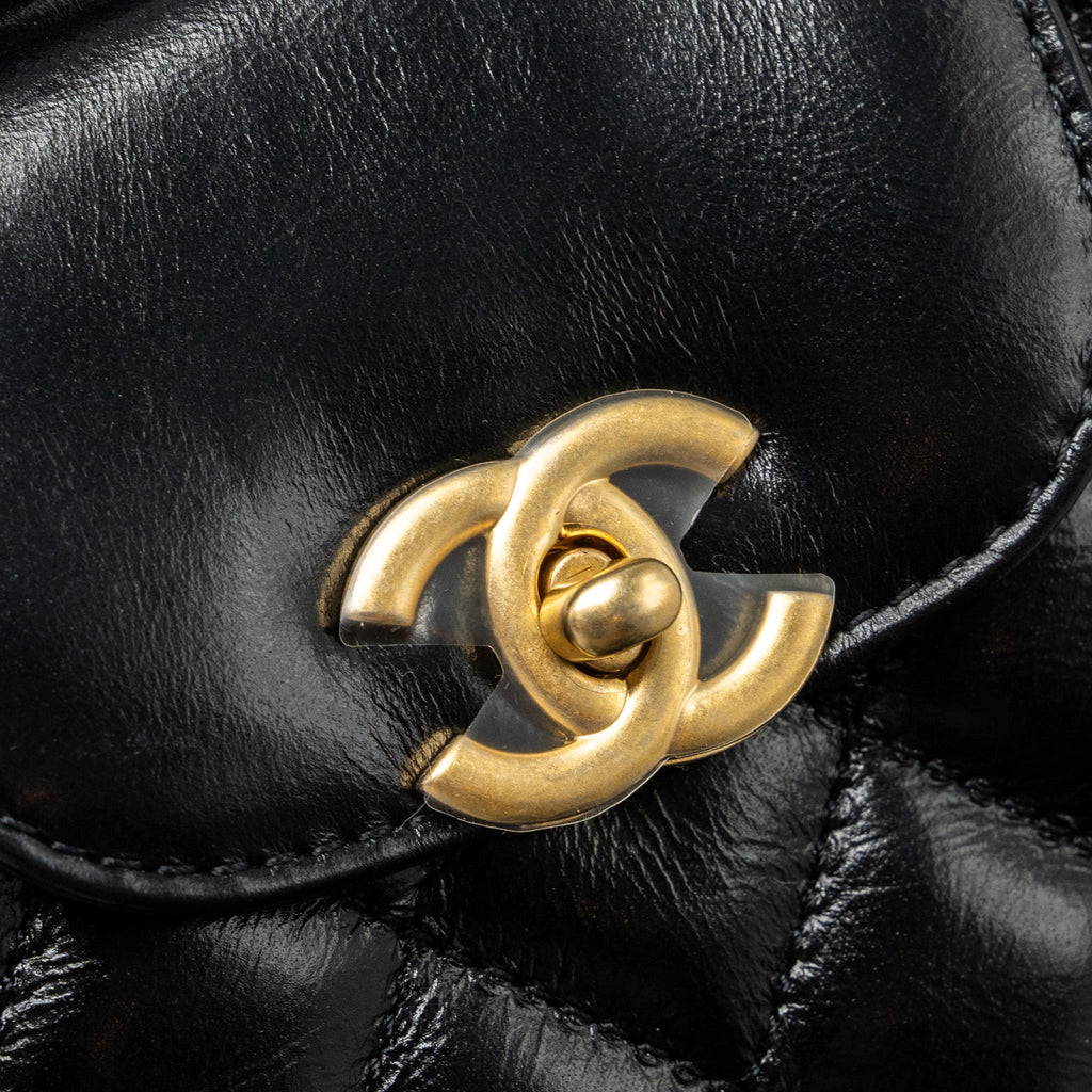 CHANEL 24S MINI 31 BAG SHINY LAMBSKIN BLACK GHW (MICROCHIP)