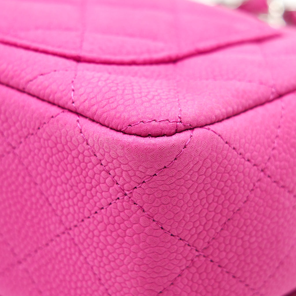 CHANEL MINI RECTANGULAR FLAP BAG GRAINED CALFSKIN PINK SHW