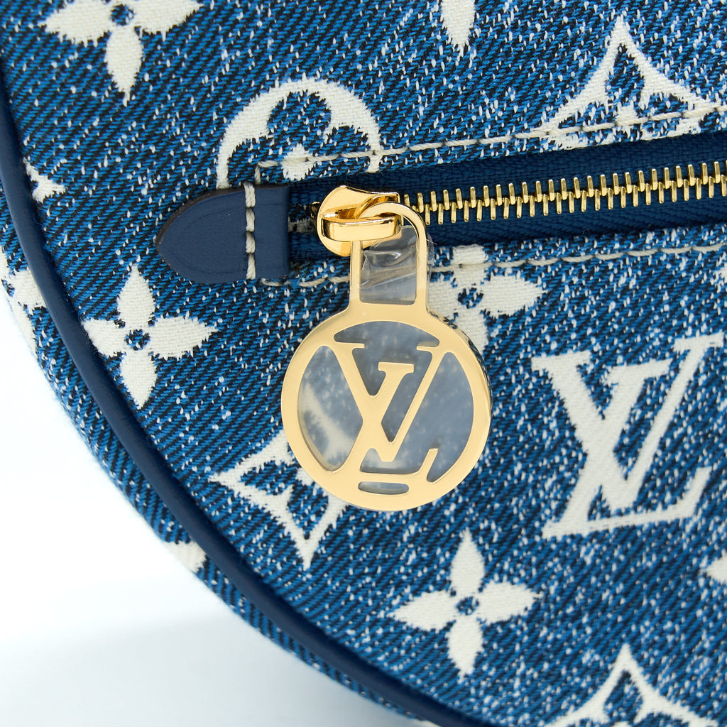 LOUIS VUITTON HALF-MOON LOOP BAGUETTE HANDBAG DENIM BLUE GHW