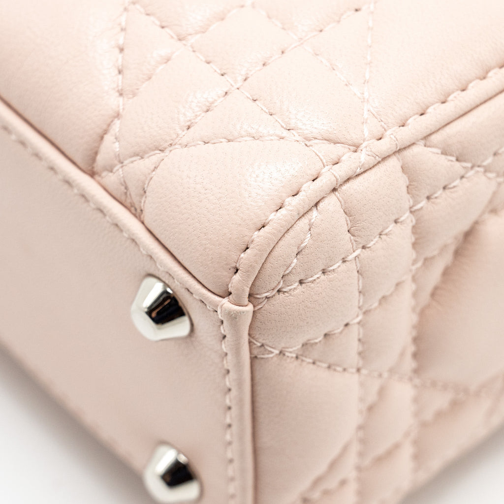 DIOR MINI LADY DIOR CRYSTAL STRAP LIMITED EDITION LAMBSKIN LIGHT PINK SHW