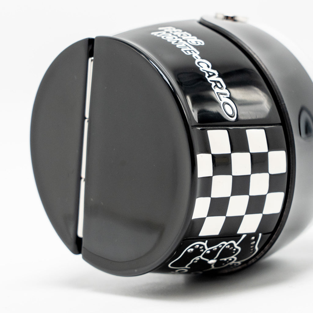 CHANEL MONTE CARLO HELMET MINAUDIERE CLUTCH BAG PLEXI/STRASS BLACK/WHITE SHW (MICROCHIP)