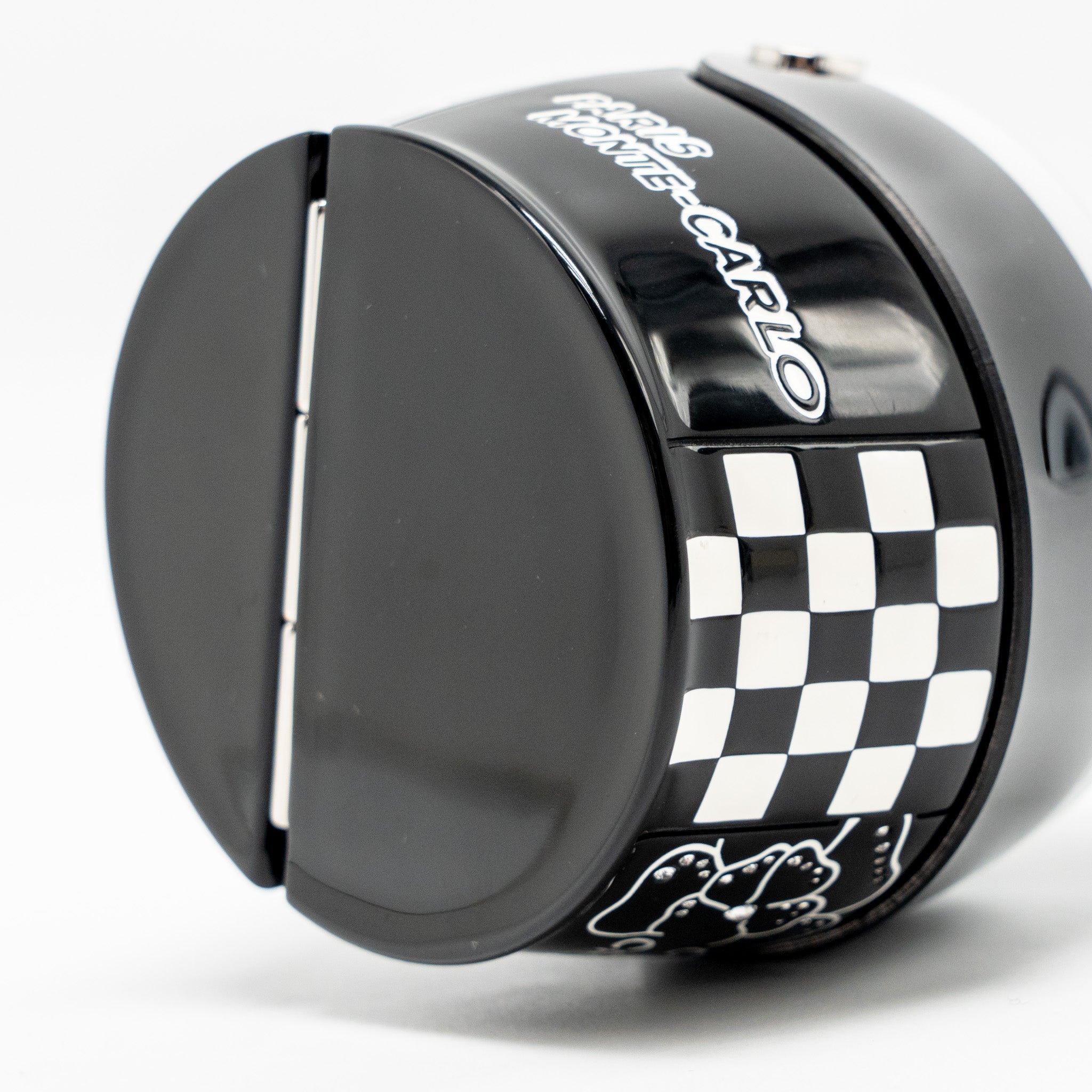 CHANEL MONTE CARLO HELMET MINAUDIERE CLUTCH BAG PLEXI/STRASS BLACK/WHITE SHW (MICROCHIP)