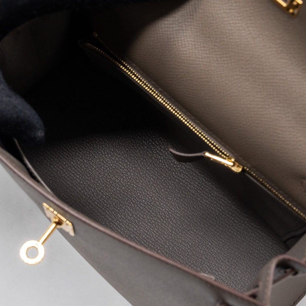 HERMES KELLY 25 EPSOM 8F GRIS ETAIN GHW