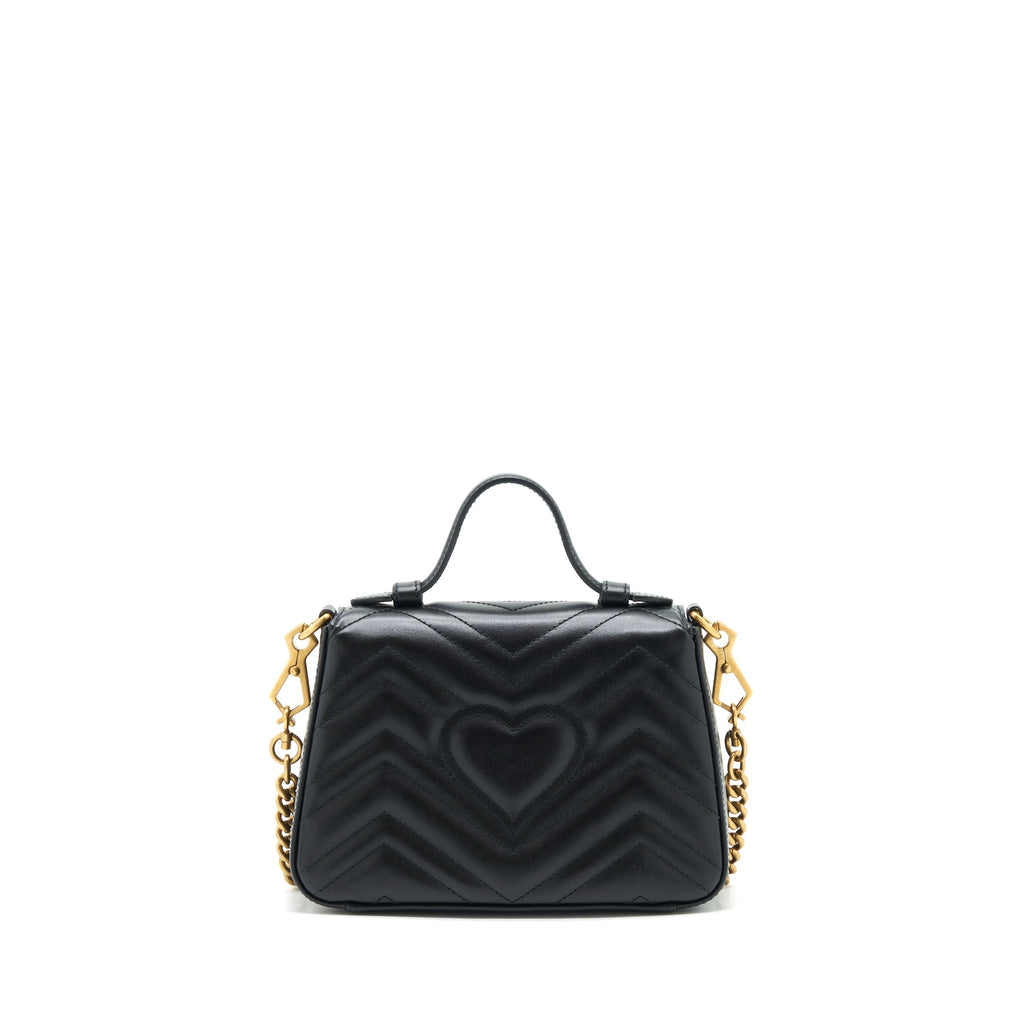 GUCCI GG MARMONT MINI TOP HANDLE BAG BLACK GHW