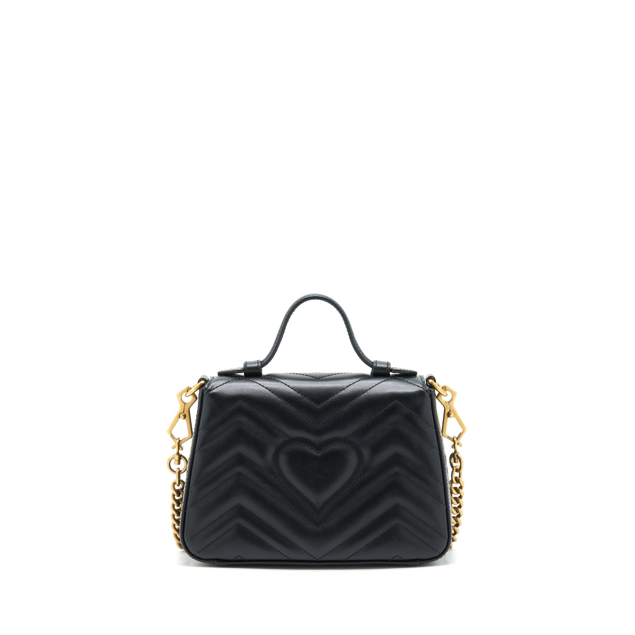 GUCCI GG MARMONT MINI TOP HANDLE BAG BLACK GHW