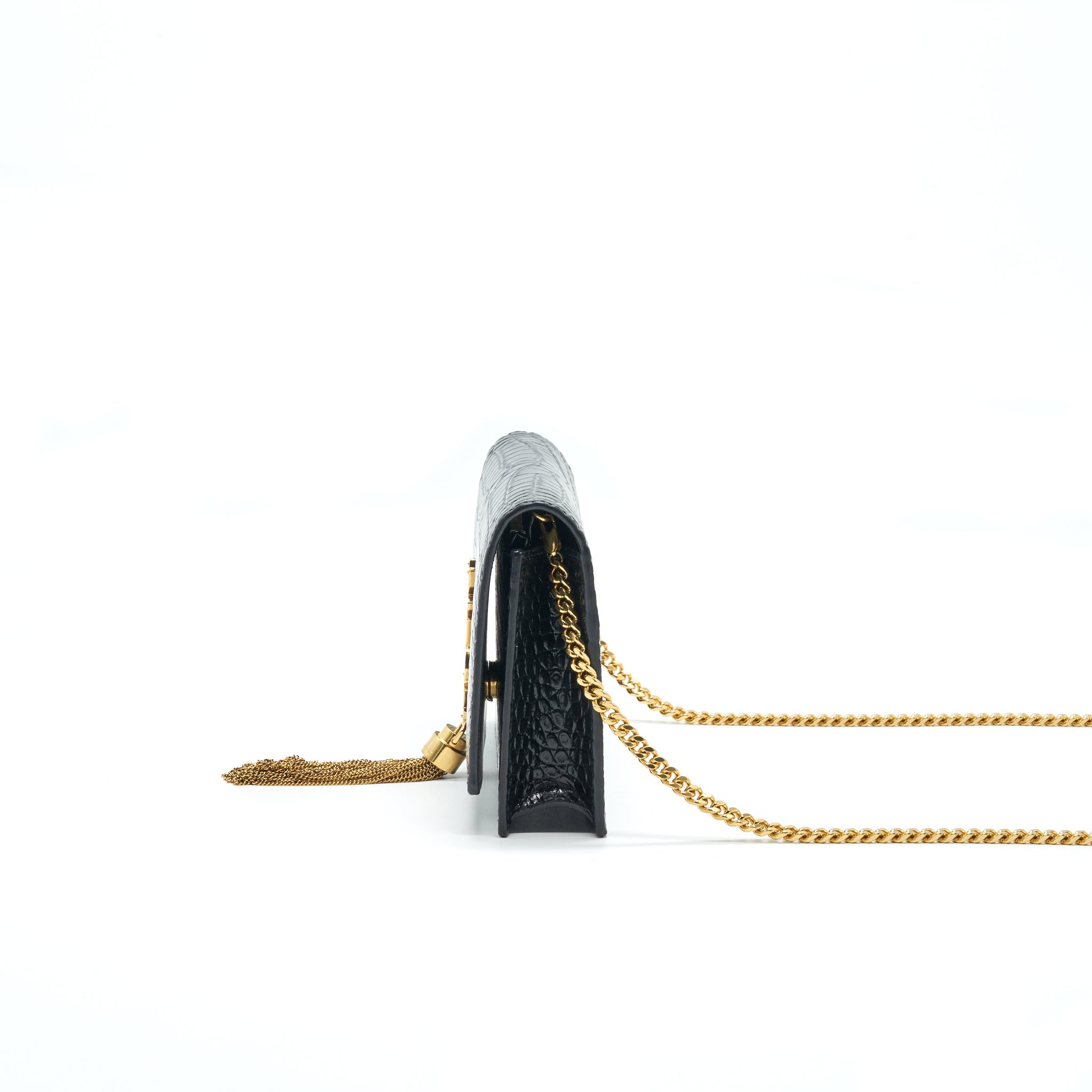 SAINT LAURENT /YSL KATE SMALL CHAIN WALLET WITH TASSEL BLACK GHW