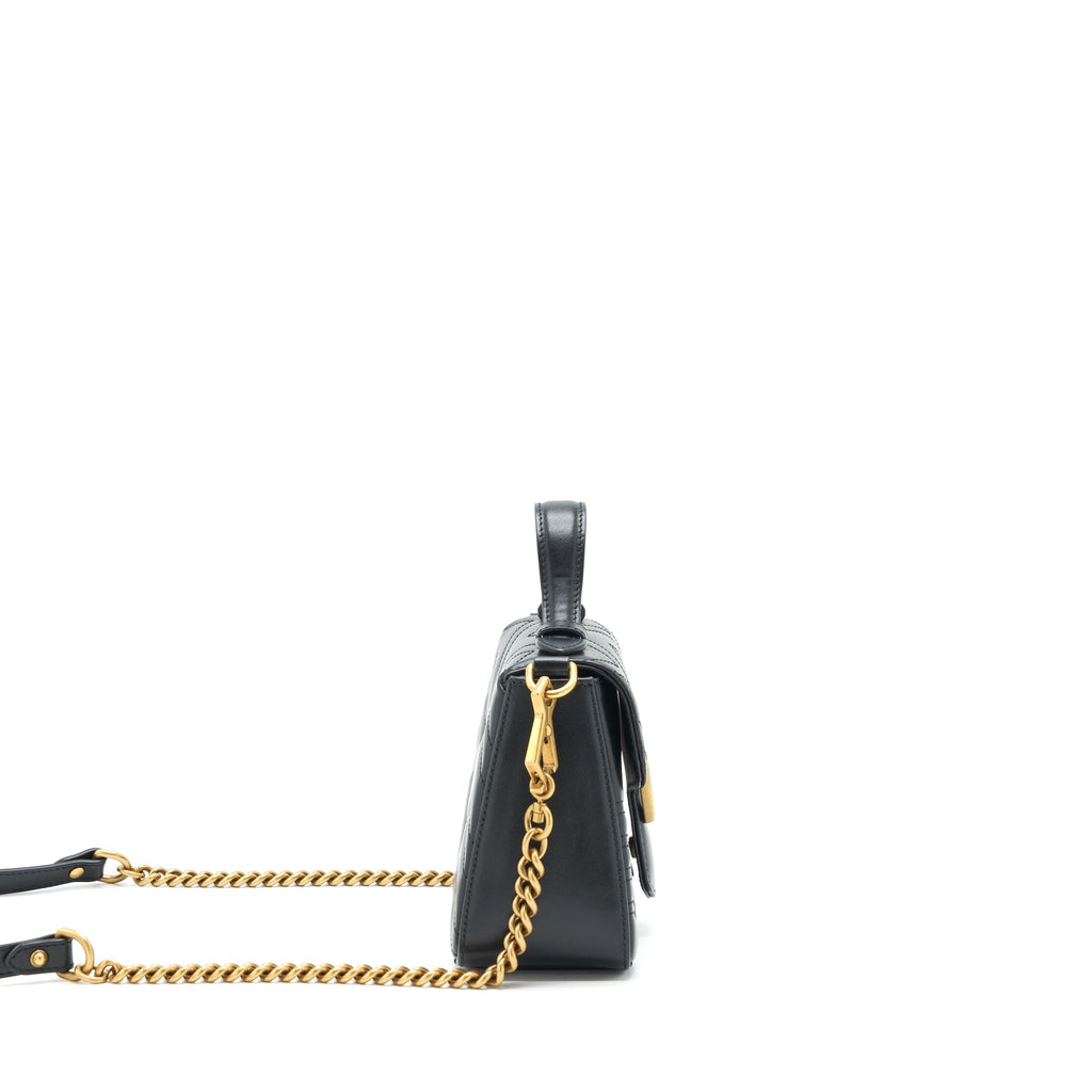 GUCCI GG MARMONT MINI TOP HANDLE BAG BLACK GHW