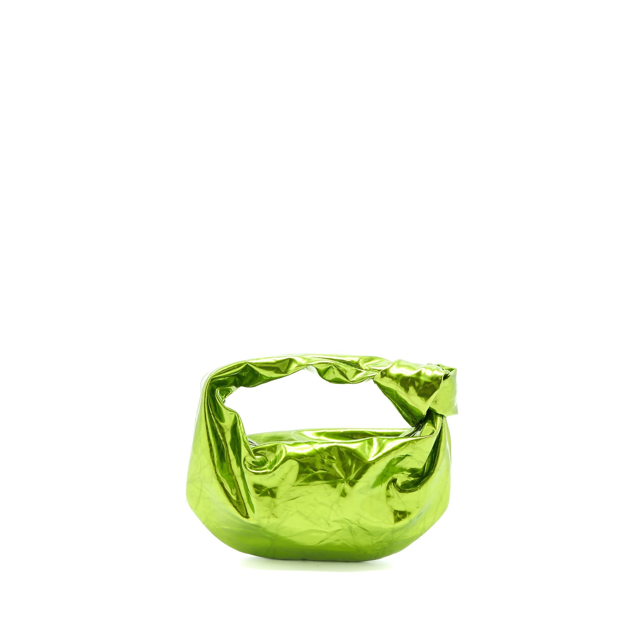 BOTTEGA VENETA MINI JODIE KNOTTED METALLIC GREEN SHW