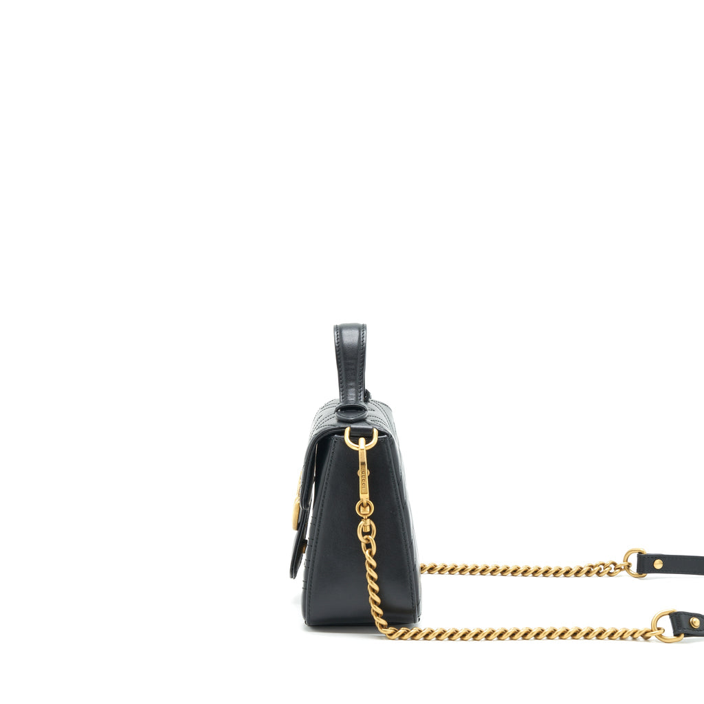 GUCCI GG MARMONT MINI TOP HANDLE BAG BLACK GHW
