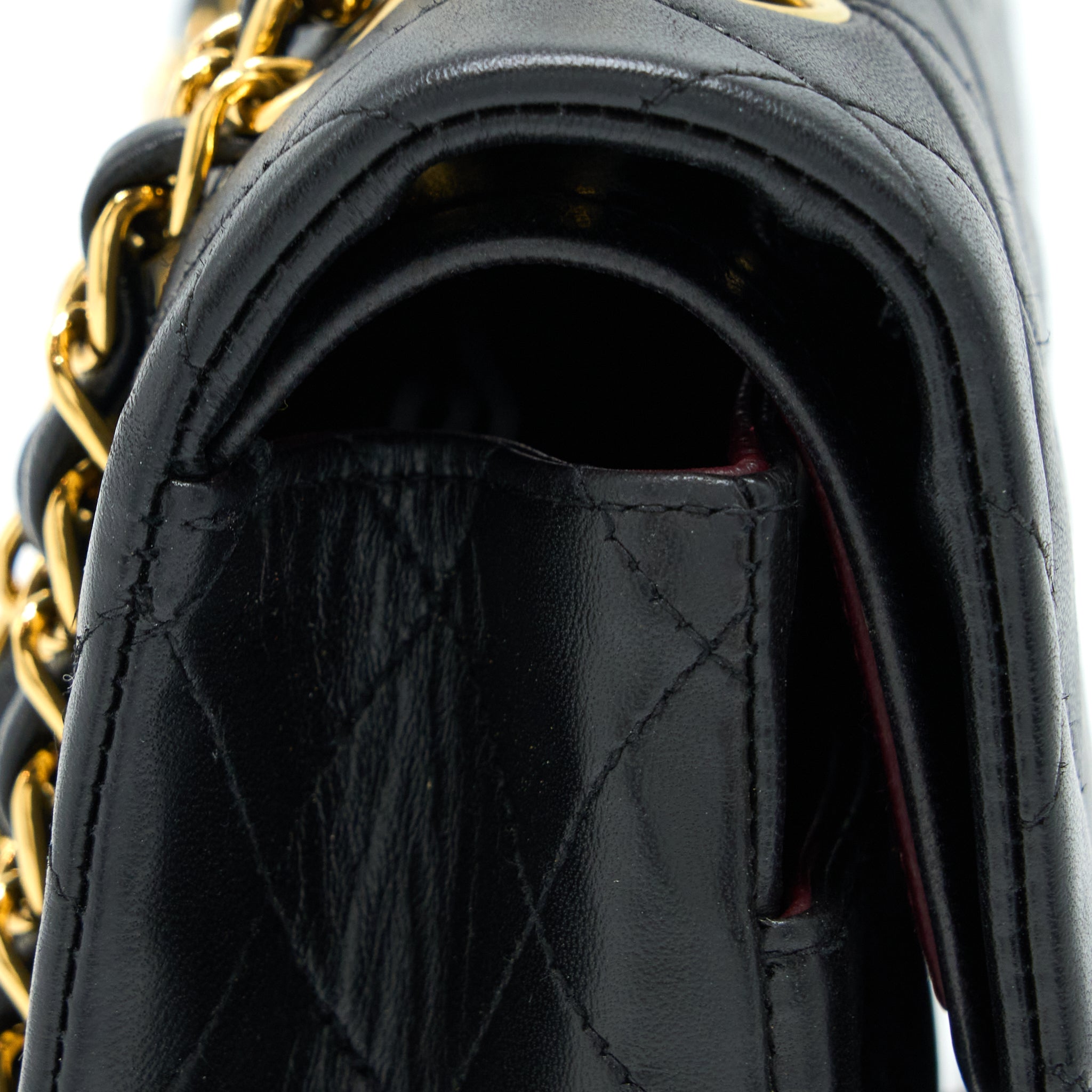 CHANEL VINTAGE MEDIUM FLAP BAG LAMBSKIN BLACK GHW