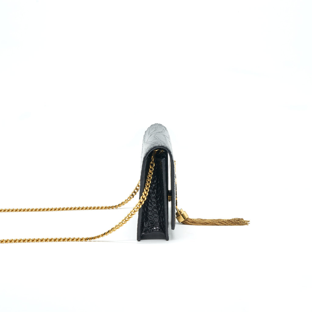SAINT LAURENT /YSL KATE SMALL CHAIN WALLET WITH TASSEL BLACK GHW