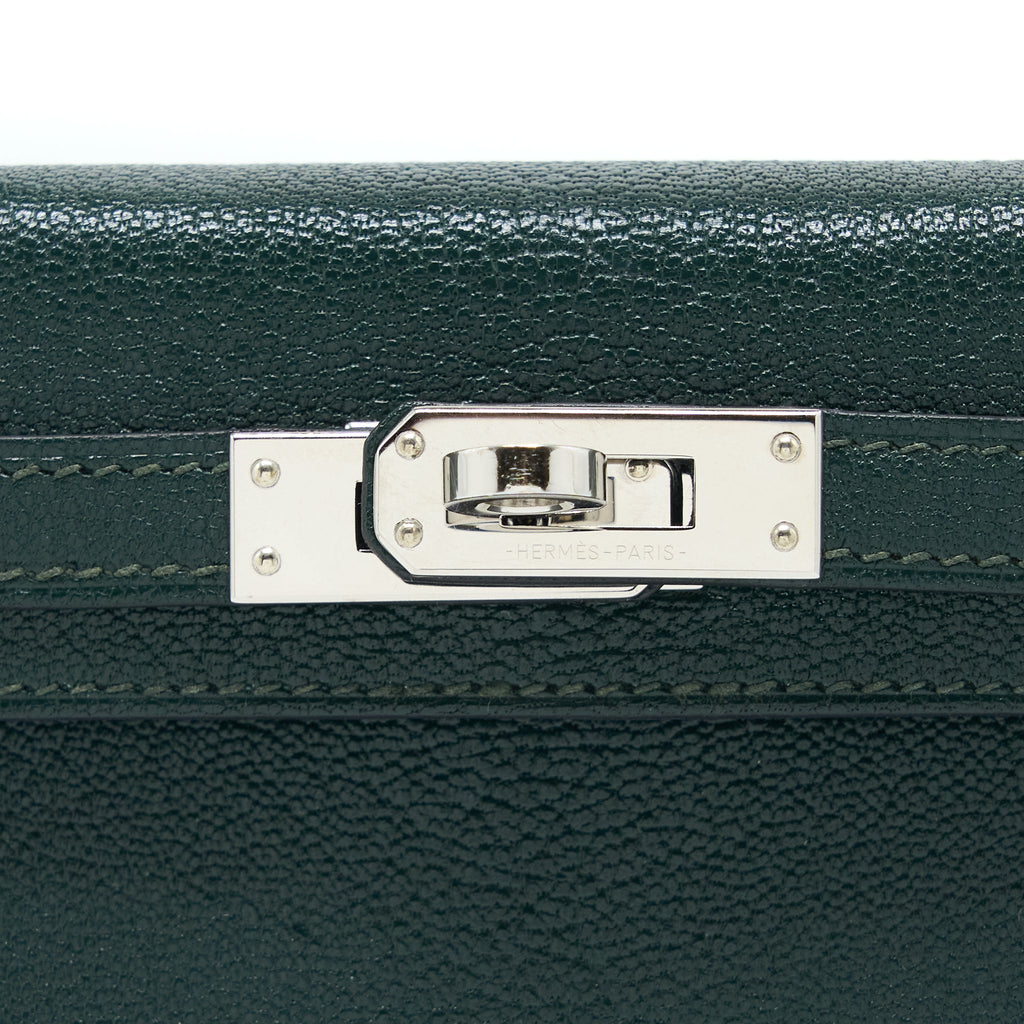 HERMES MINI KELLY II CHEVRE MYSORE VERT TITIEN/BLEU ATOLL SHW