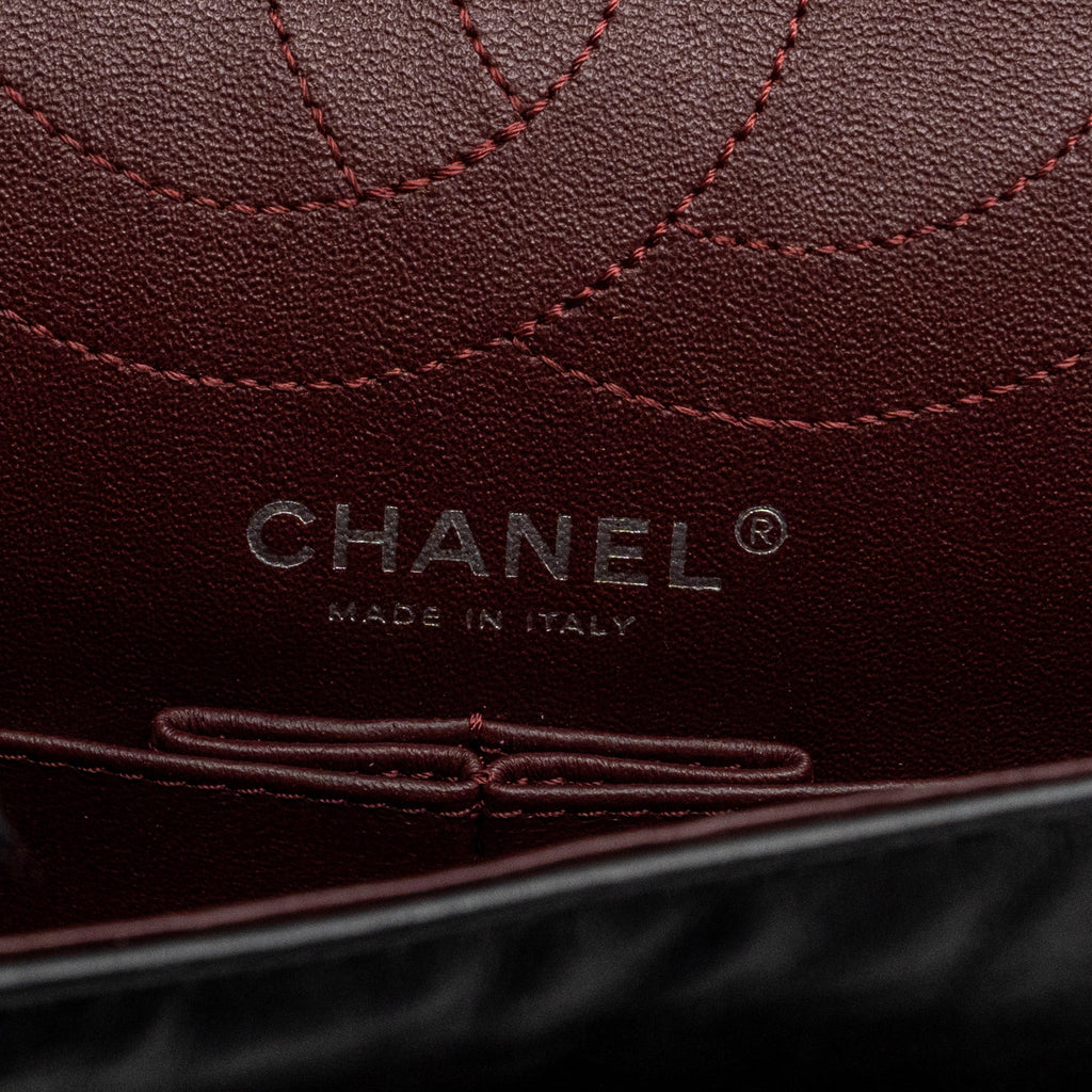 CHANEL SMALL 2.55 REISSUE FLAP BAG AGED CALFSKIN BLACK RUTHENIUM SHW