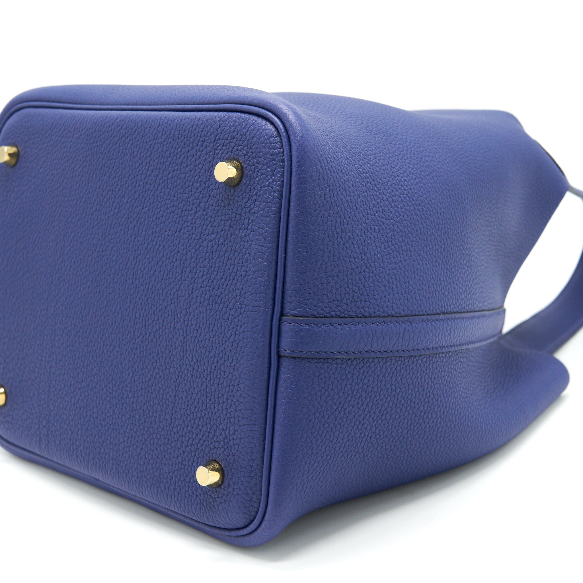 HERMES PICOTIN 22 LOCK BAG TAURILLON MAURICE LEATHER BLUE SAPHIR WITH GHW