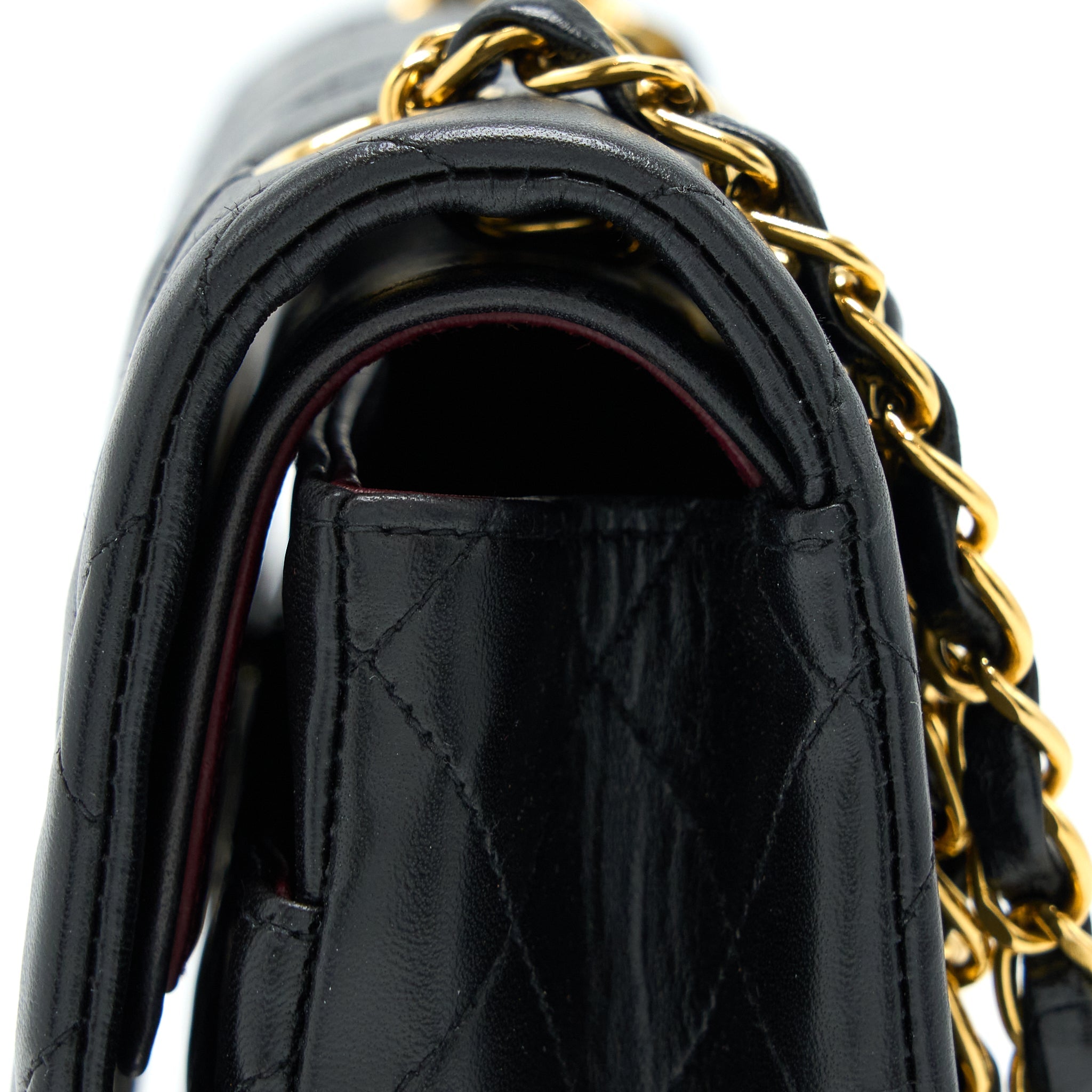 CHANEL VINTAGE MEDIUM FLAP BAG LAMBSKIN BLACK GHW