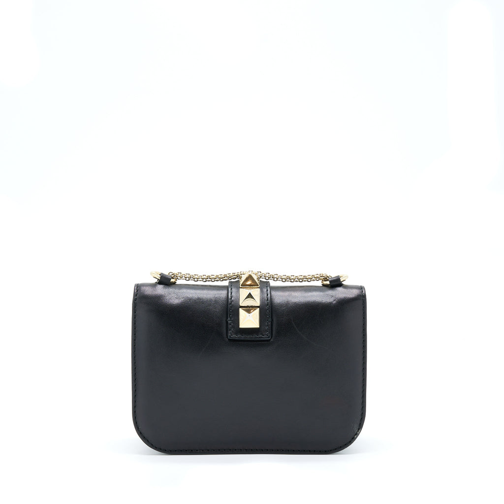 VALENTINO SMALL ROCKSTUD CROSSBODY BAG WITH CHAIN BLACK LGHW