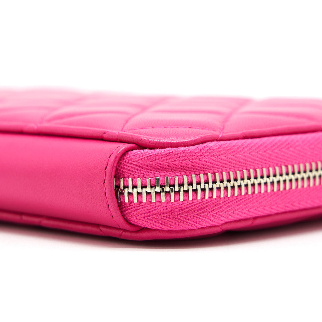 CHANEL QUILTED ZIPPER CLUTCH LAMBSKIN PINK SHW