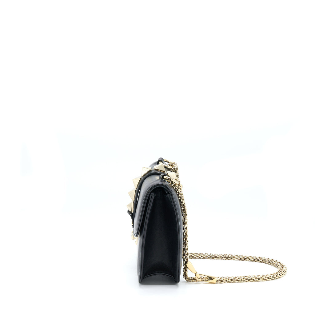 VALENTINO SMALL ROCKSTUD CROSSBODY BAG WITH CHAIN BLACK LGHW