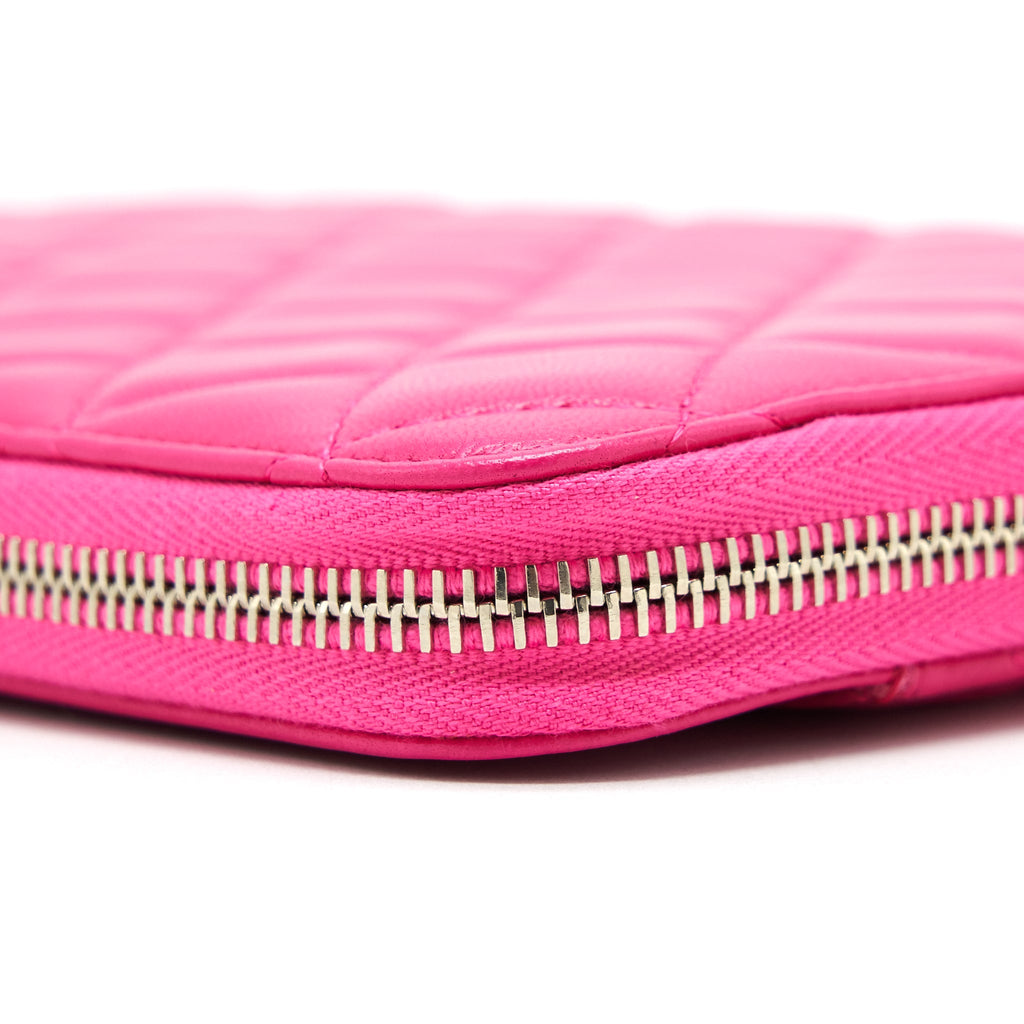 CHANEL QUILTED ZIPPER CLUTCH LAMBSKIN PINK SHW