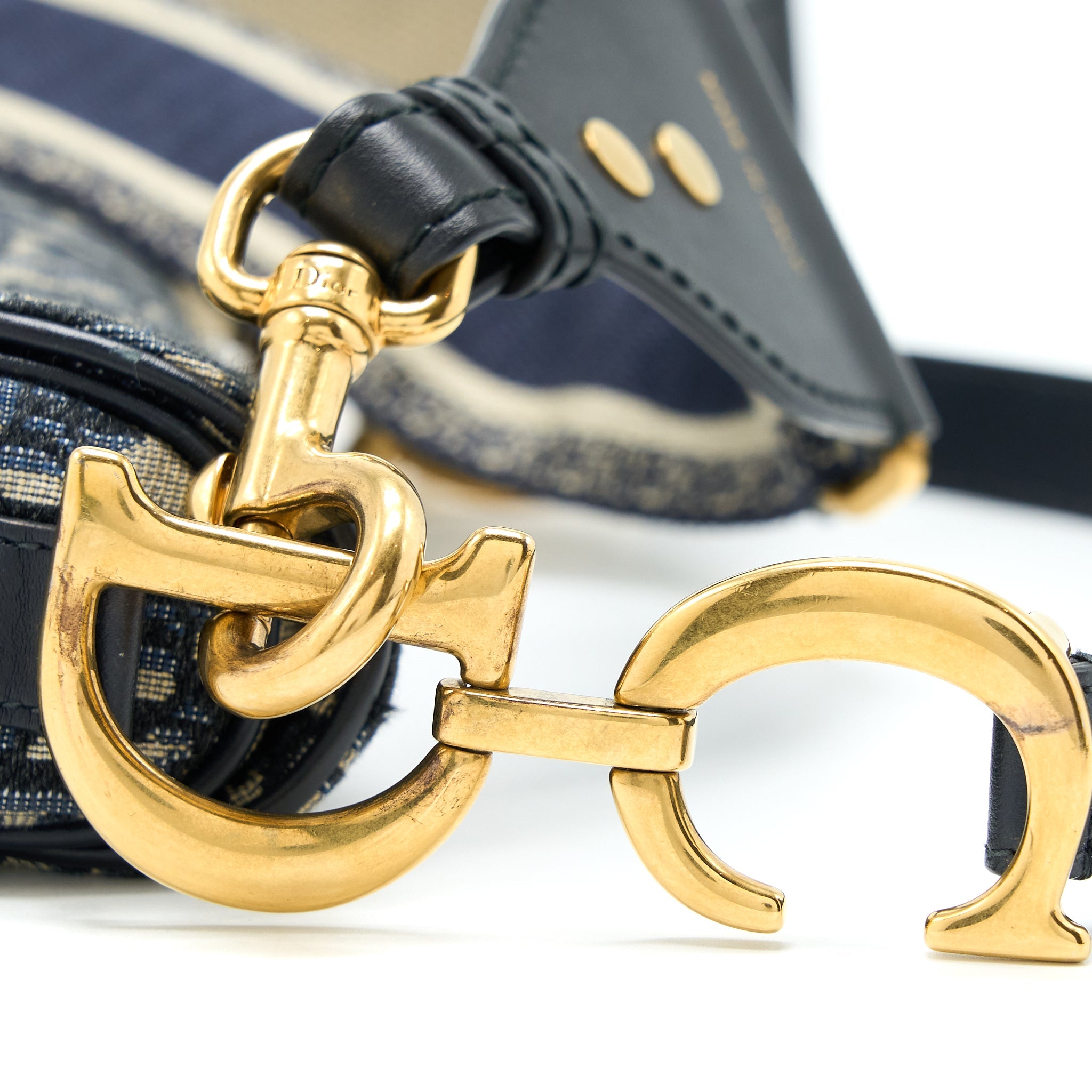 DIOR SADDLE BAG WITH REMOVABLE SHOULDER STRAP OBLIQUE EMBROIDERY BLUE GHW