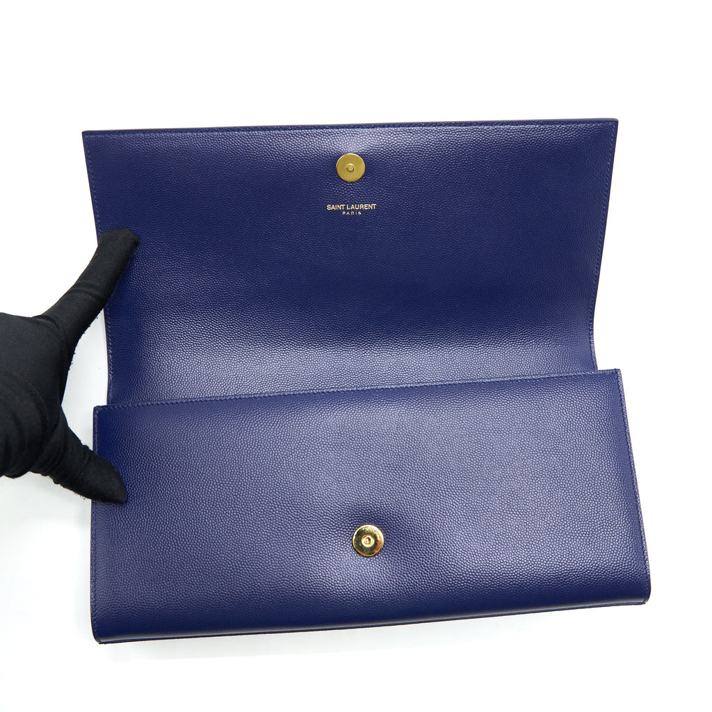 SAINT LAURENT/ YSL CLUTCH CAVIAR BLUE GHW