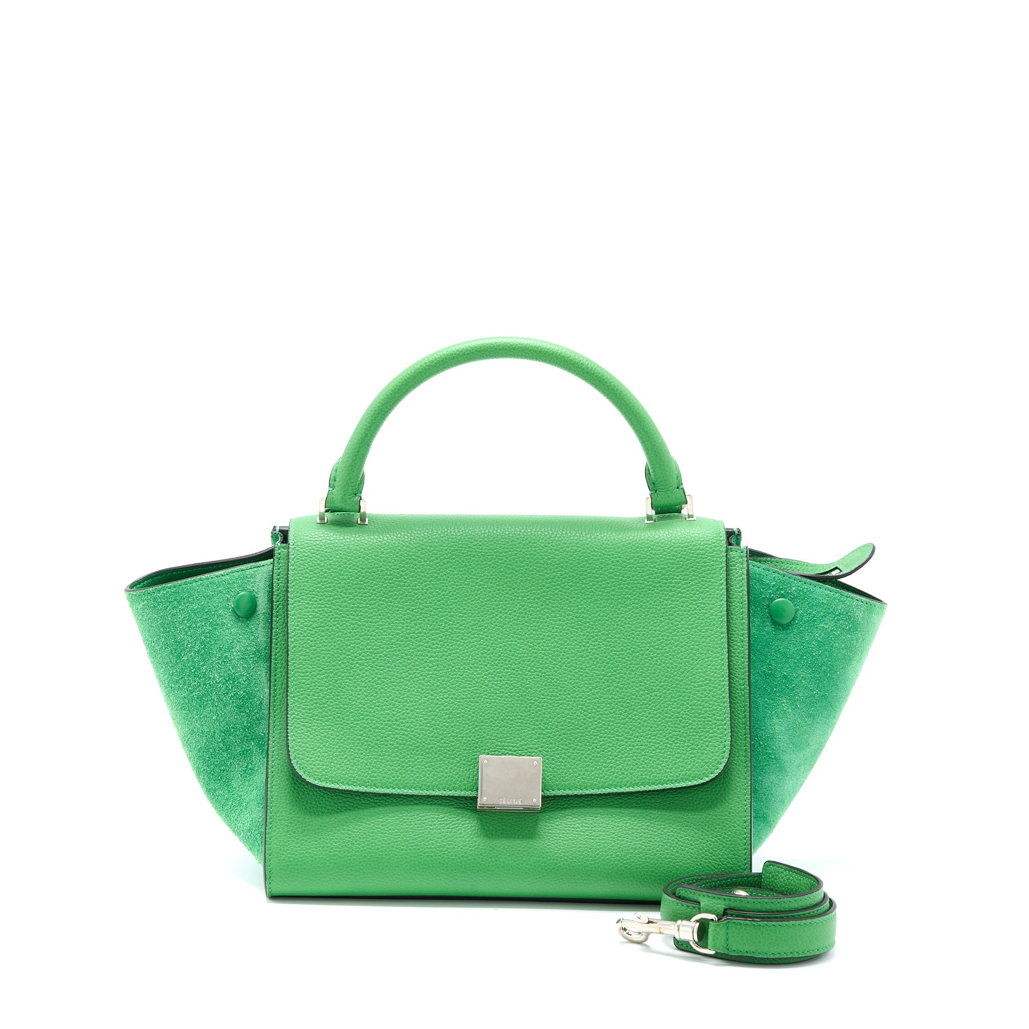 CELINE SMALL TRAPEZE BAG CALFSKIN/SUEDE GREEN SHW