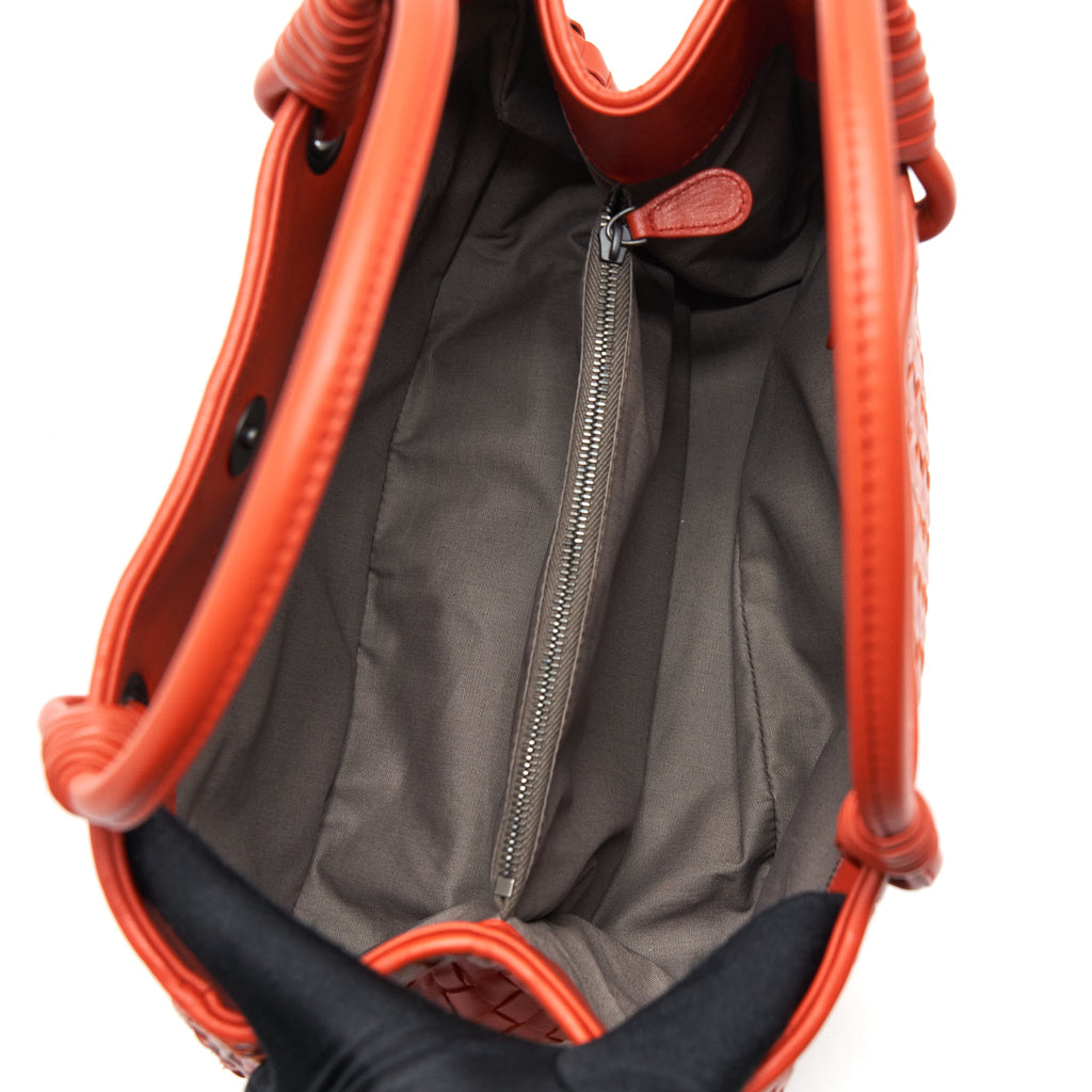 BOTTEGA VENETA TOTE BAG ORANGE RUTHENIUM GOLD HARDWARE