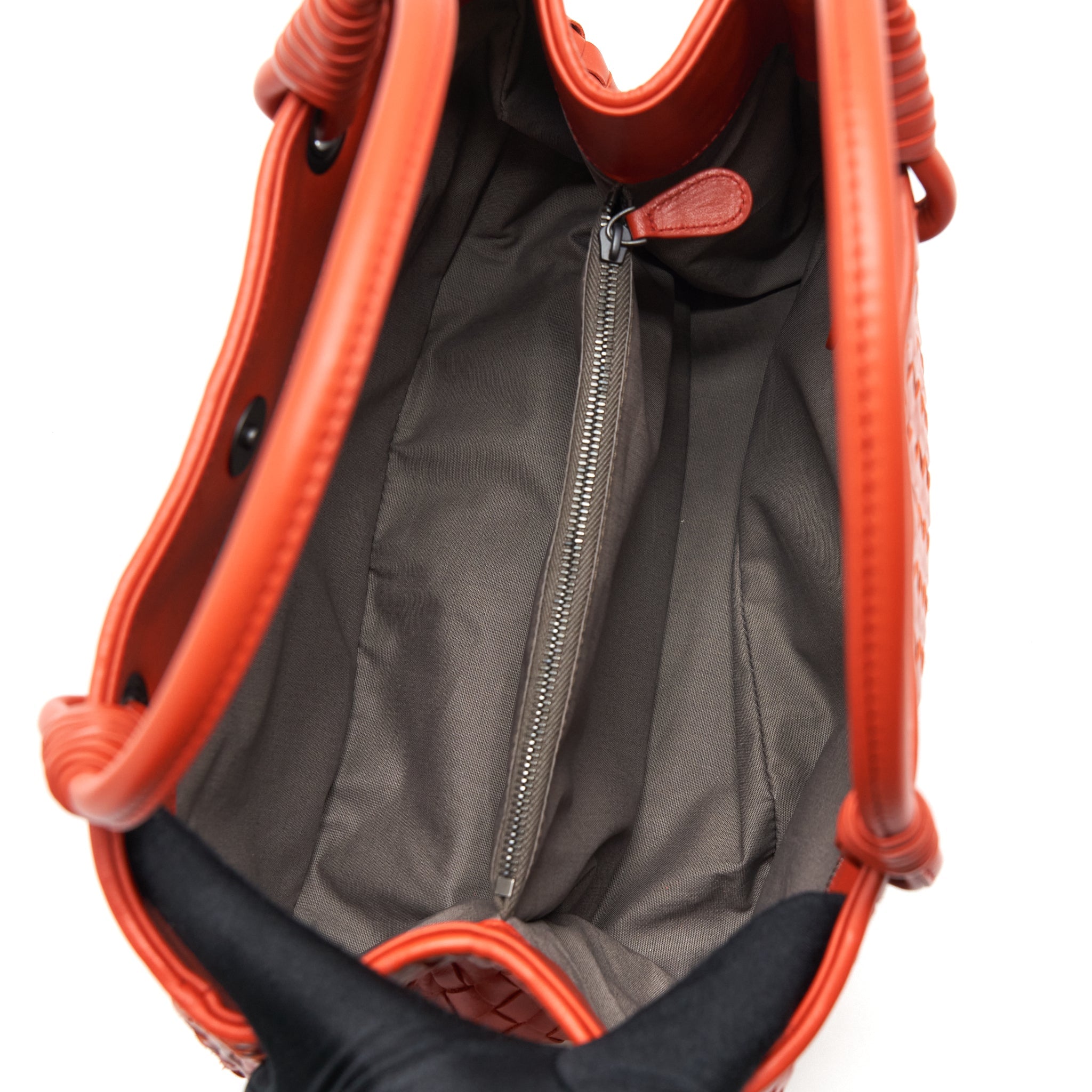 BOTTEGA VENETA TOTE BAG ORANGE RUTHENIUM GOLD HARDWARE